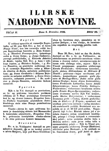 Ilirske narodne novine : 2,98(1836) / redaktor Ljudevit Gay.