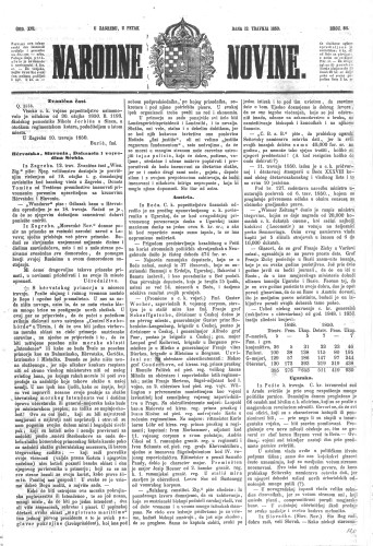 Narodne novine : 16,84(1850) / učrednik Ljudevit Gaj.