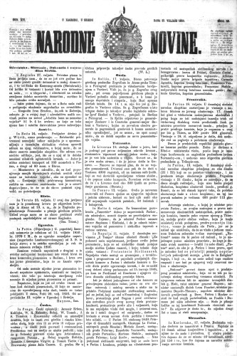 Narodne novine : 16,48(1850) / učrednik Ljudevit Gaj.