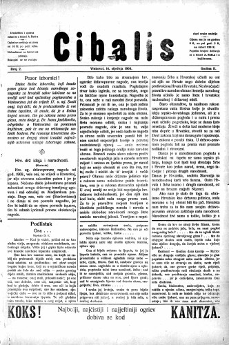 Cibalis : 2,2(1906) / odgovorni urednik Anton Rott.