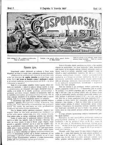 Gospodarski list : organ hrv.-slav. gospodarskoga družtva : 55,7(1907) / uredjuje u ime upravlj. odbora gospod. družtva Milan Krištof.