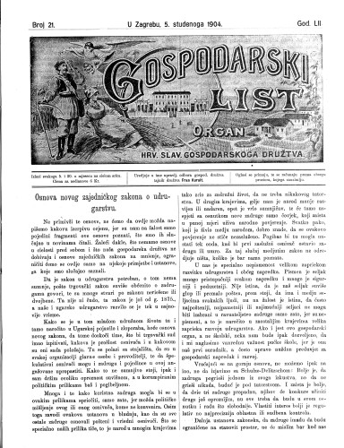 Gospodarski list : organ hrv. slav. gospodarskoga družtva : 52,21(1904) / uredjuje u ime upravlj. odbora gospod. družtva tajnik družtva Fran Kuralt.