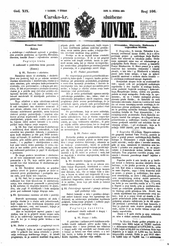 Carsko-kr. službene narodne novine : 19,106(1853) / učrednik Dr. Ljudevit Gaj.