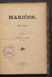 Maričon : pripoviest / napisao Ljuba Babić (Gjalski).