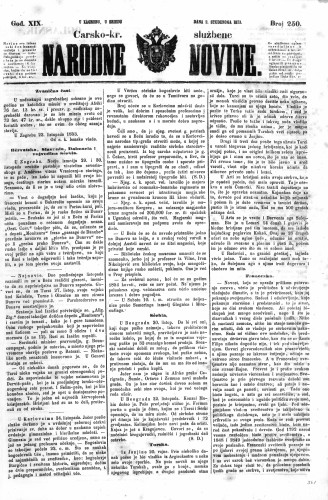 Carsko-kr. službene narodne novine : 19,250(1853) / učrednik Dr. Ljudevit Gaj.