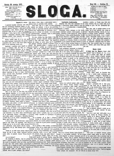 Sloga : 2,20(1871) / odgovorni urednik Stjepan Pavišić.