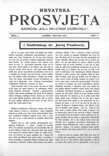 Hrvatska prosvjeta : mjesečnik : 1,4(1914) / urednik Petar Grgec.