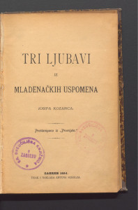 Tri ljubavi iz mladenačkih uspomena / Josipa Kozarca.