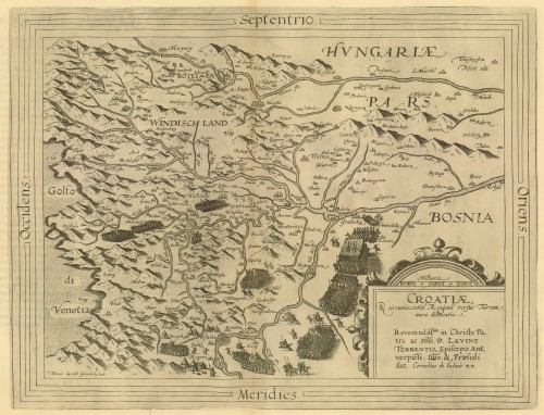 Croatiae [et] circumiacentiu[m] Regionu[m] versus Turcam nova delineatio   / Cornelius de Judeis D.D.