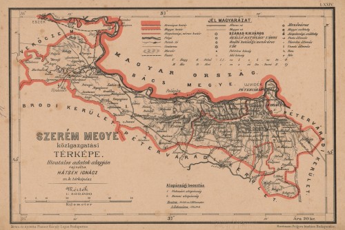 Szerém Megye   : közigazgatási térképe  / rajzolta Hátsek Ignácz.