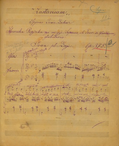 Lastavicam   : slovenska popjevka za mezzo-soprano ili tenor sa glasovirom : op. 375 a  / glasbotvorio Ivan pl. Zajc ; spjevao Ivan Zahar.