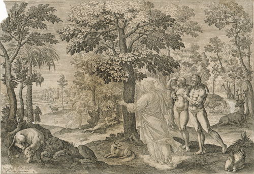 [Adam i Eva u raju]   / Ioan [Johann] Sadl [Sadeler] ; [prema crtežu Martena de Vosa].