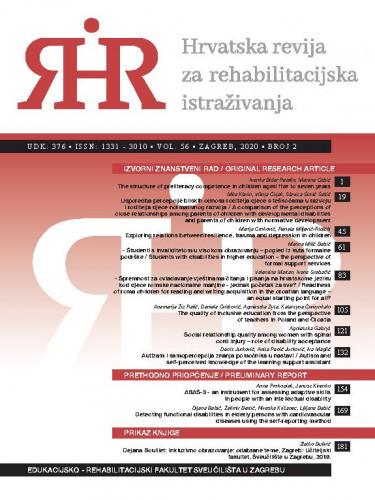 Hrvatska revija za rehabilitacijska istraživanja : 56, 2(2020) / urednica, editor Jelena Kuvač Kraljević