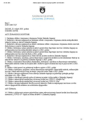 Službeni glasnik Zadarske županije : 28, 5 (2021)  