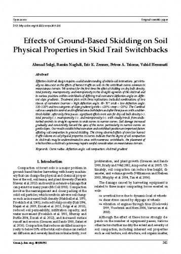Effects of ground-based skidding on soil physical properties in skid trail switchbacks / Ahmad Solgi, Ramin Naghdi, Eric K. Zenner, Petros A. Tsioras, Vahid Hemmati.