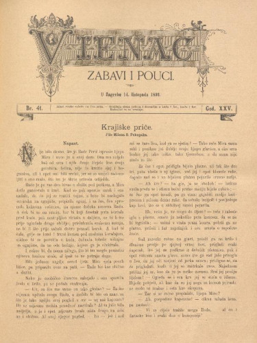 Vienac : zabavi i pouci. : 25,41(1893) / uredjuje J. Pasarić.
