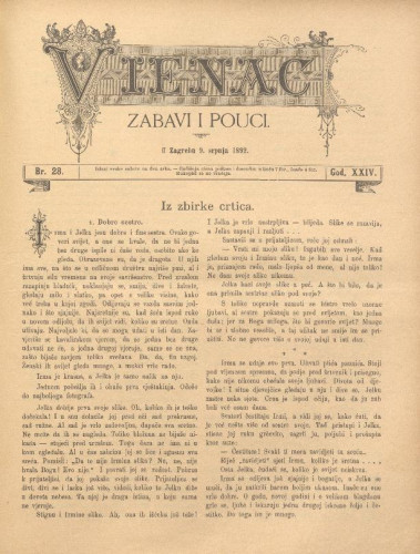 Vienac : zabavi i pouci. : 24,28(1892) / uredjuju V. Klaić i M. Maravić.
