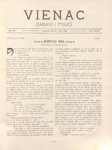 Vienac : zabavi i pouci. : 34,24(1902) / uredjuje Gjuro Arnold.