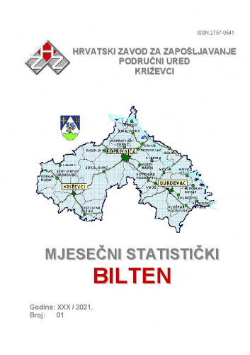 Mjesečni statistički bilten : 30,1(2021) /  Hrvatski zavod za zapošljavanje, Područni ured Križevci ; uredništvo Dražen Ištvanović.