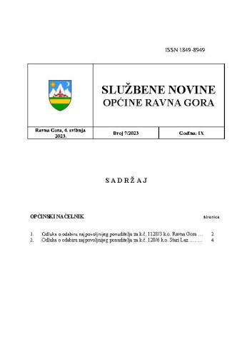 Službene novine Općine Ravna Gora  : službeno glasilo Općine Ravna Gora : 9,7(2023) / glavni urednik Mišel Šćuka.