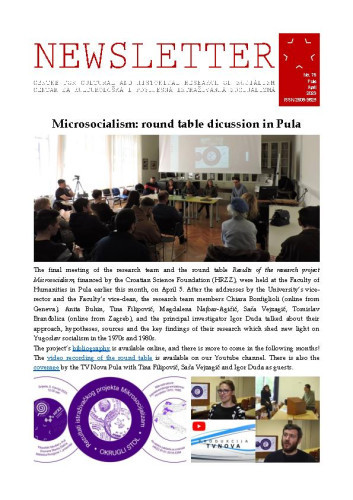 Newsletter : 78(2023)  / Centre for Cultural and Historical Research of Socialism = Centar za kultorološka i povijesna istraživanja socijalizma ; editors Igor Duda, Anita Buhin.