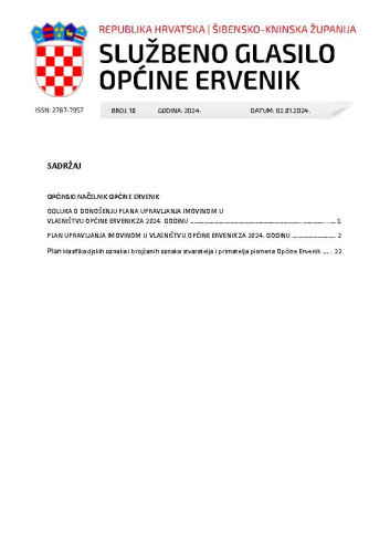 Službeno glasilo Općine Ervenik : 18(2024)  / glavni i odgovorni urednik Predrag Burza.