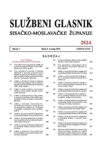 Službeni glasnik Sisačko-moslavačke županije : 31,7(2024)  / glavni i odgovorni urednik Branka Šimanović.