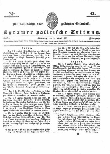 Agramer politische Zeitung : 11,42(1836) / Verlager und Redacteur Franz Stauduar und Ferd. Rosenau.
