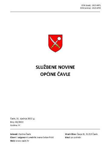 Službene novine Općine Čavle : 4,2(2022)  / glavni i odgovorni urednik Ivana Cvitan Polić.