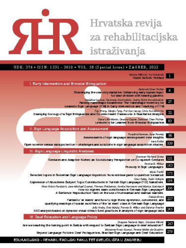 Hrvatska revija za rehabilitacijska istraživanja : 58 special issue (2022)  / urednica, editor Jelena Kuvač Kraljević