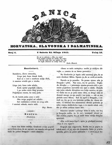 Danica horvatska, slavonska i dalmatinska : 11,4(1845)  / učrednik Ljudevit Gaj.
