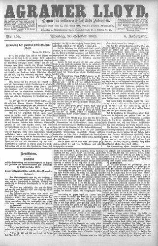 Agramer Lloyd  : organ für volkswirtschaftliche Interessen : 5,154(1902) / verantwortlicher Redacteur E. L. Blau.