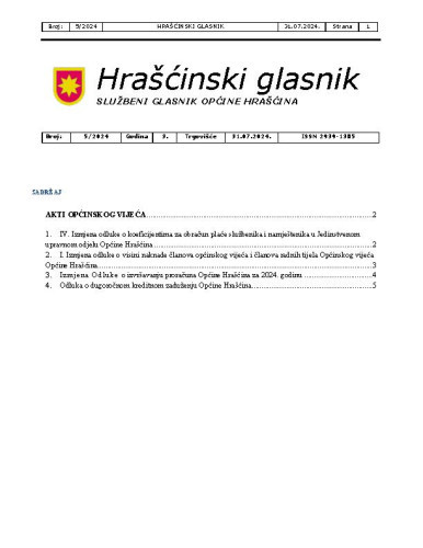 Hrašćinski glasnik : službeni glasnik Općine Hrašćina : 3,5(2024) / odgovorni urednik Ivana Čavec.