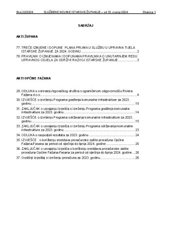 Službene novine Istarske županije : 22(2024) / glavna i odgovorna urednica Vesna Ivančić.