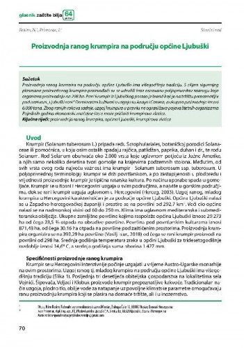 Proizvodnja ranog krumpira na području općine Ljubuški   / Nino Rotim, Ivan Primorac.