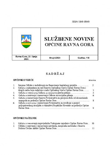 Službene novine Općine Ravna Gora : službeno glasilo Općine Ravna Gora : 7,6(2021) / glavni urednik Mišel Šćuka.