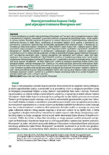 Razvoj presadnica kupusa i kelja pod utjecajem tretmana Rivergreen-om®   / Tomislav Vinković, Monika Tkalec Kojić, Dejan Bošnjak, Miro Stošić, Boris Ravnjak, Mateja Blažević, Mateja Pavlović.