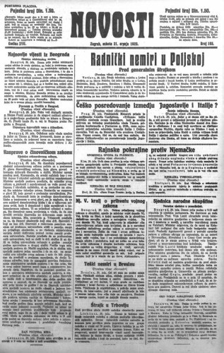 Novosti : 18,195(1923) / odgovorni urednik Lj. Z. Kara.