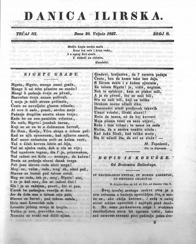 Danica ilirska : 3,8(1837) / učrednik Ljudevit Gaj.