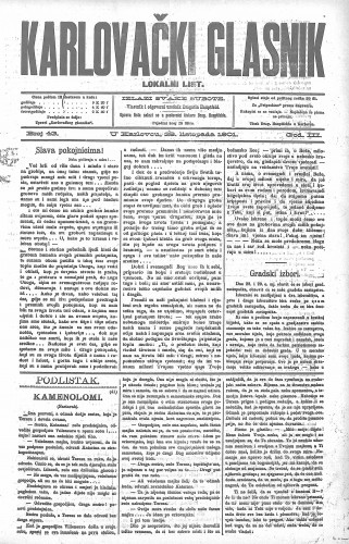 Karlovački glasnik : lokalni list : 3,43(1901) / odgovorni urednik Dragutin Hauptfeld.