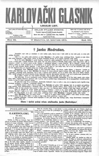 Karlovački glasnik : lokalni list : 3,32(1901) / odgovorni urednik Dragutin Hauptfeld.