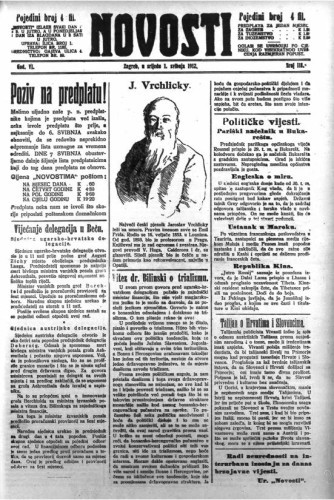 Novosti : 6,118(1912) / odgovorni urednik Mile Maravić.