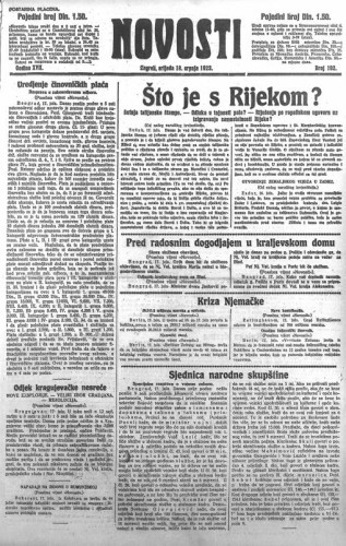 Novosti : 18,192(1923) / odgovorni urednik Lj. Z. Kara.