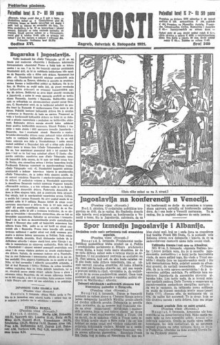 Novosti : 16,269(1921) / odgovorni urednik Lj. Z. Kara.