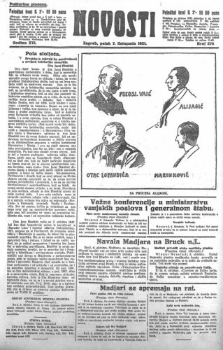 Novosti : 16,270(1921) / odgovorni urednik Lj. Z. Kara.