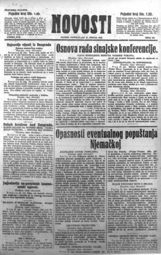 Novosti : 18,197(1923) / odgovorni urednik Lj. Z. Kara.