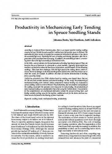 Productivity in mechanizing early tending in spruce seedling stands / Johanna Routa, Yrjö Nuutinen, Antti Asikainen.