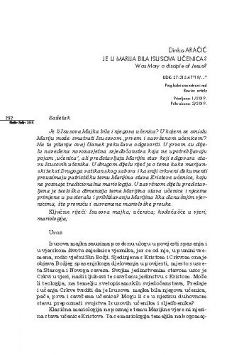 Je li Marija bila Isusova učenica? = Was Mary a disciple of Jesus? / Dinko Aračić.