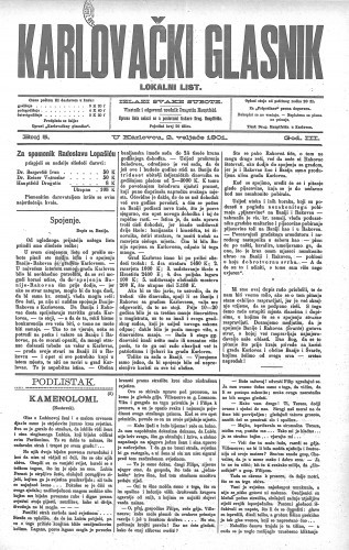 Karlovački glasnik : lokalni list : 3,5(1901) / odgovorni urednik Dragutin Hauptfeld.