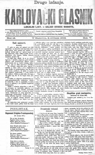 Karlovački glasnik : lokalni list : 5,18(1903) / odgovorni urednik Drag. Hauptfeld.